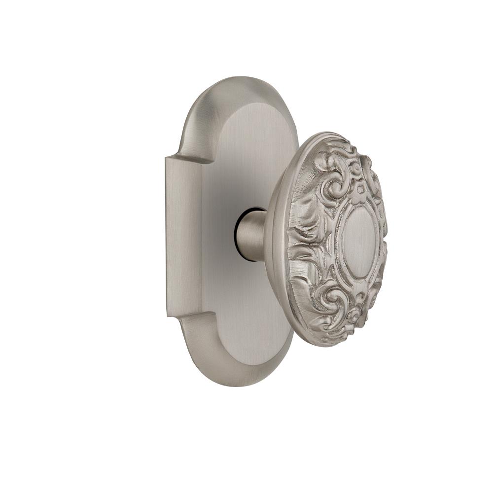 Nostalgic Warehouse COTVIC Privacy Knob Cottage Plate with Victorian Knob in Satin Nickel